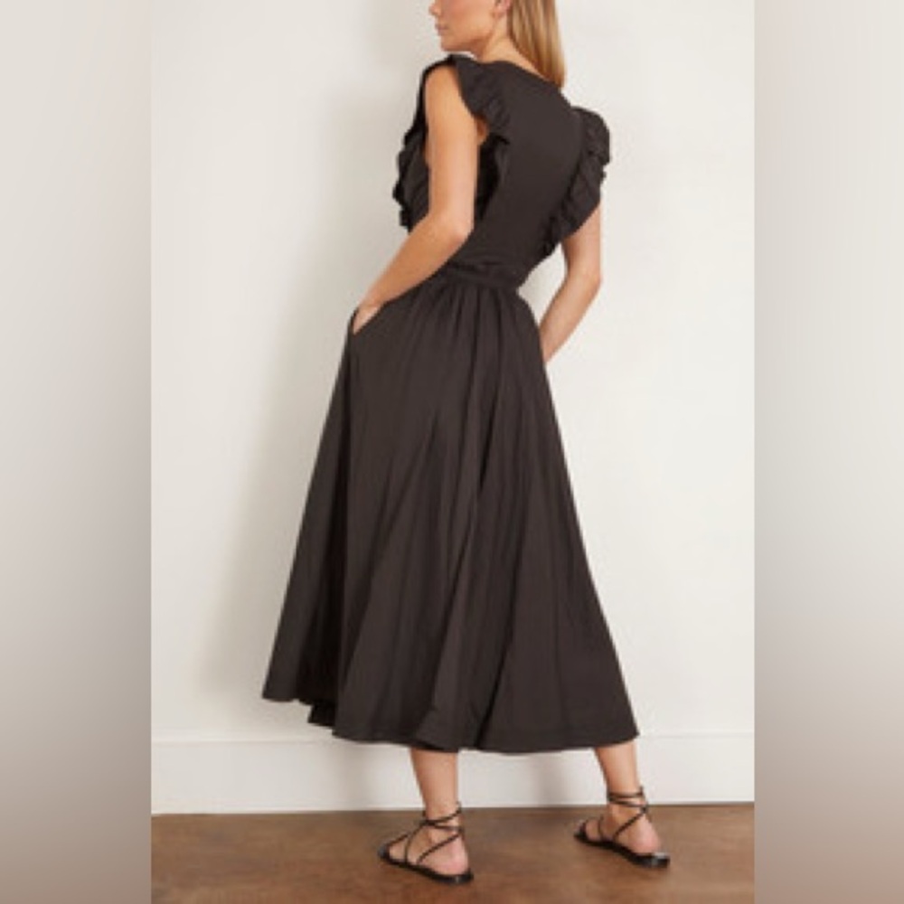 Zara Black Ruffle Sleeve Midi Dress